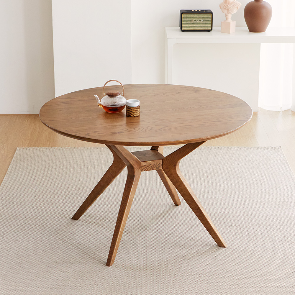 스코나 젠틀리 물푸레 애쉬 원목 1200 원형 다이닝 식탁 테이블