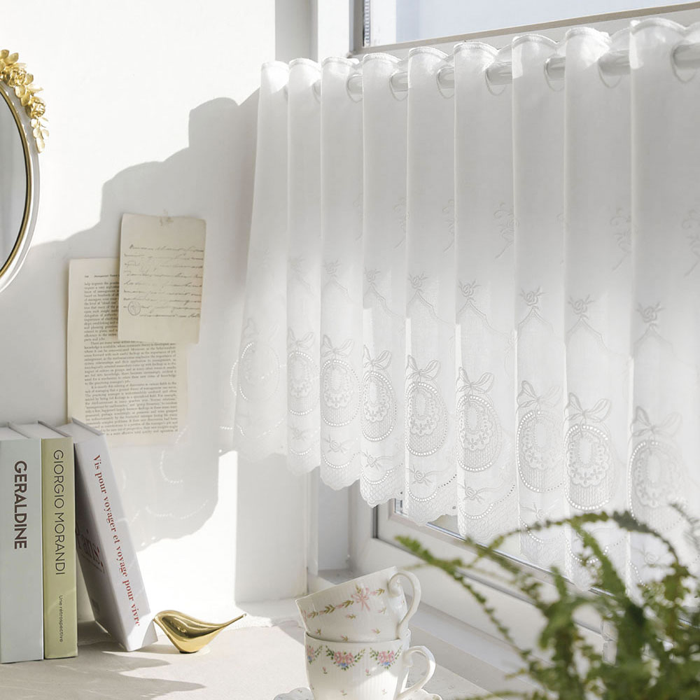 에블린 코튼 자수 봉 바란스 가리개 커튼 S10cm