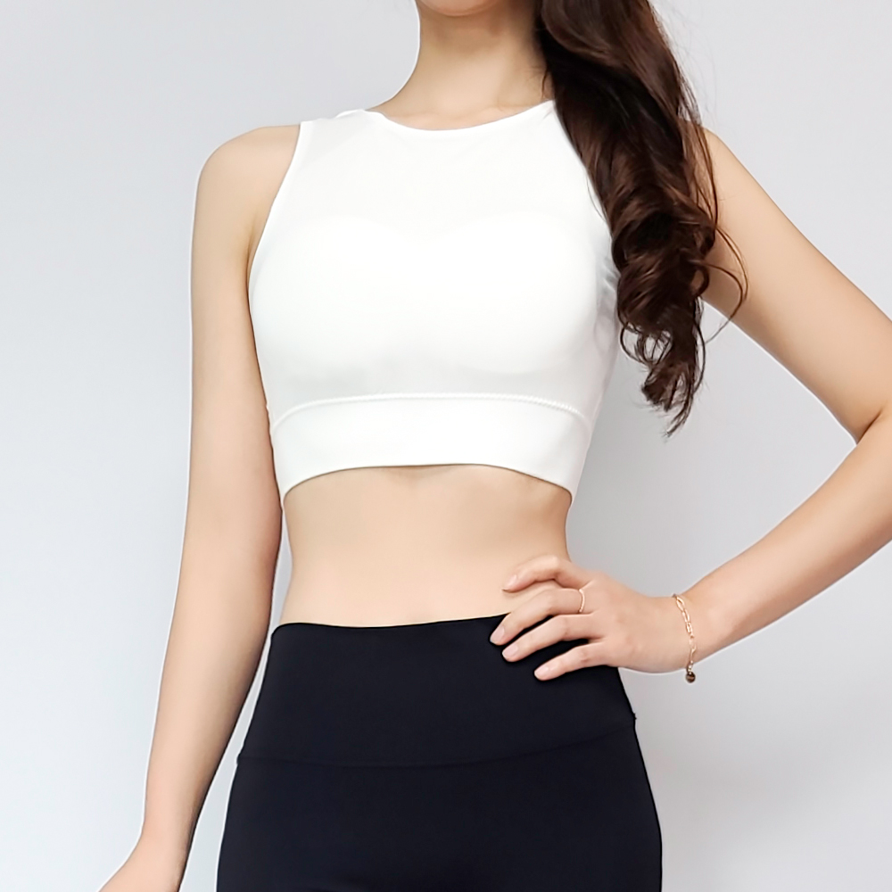 필라테스복 상의 민소매 노와이어 요가복 브라탑 폴웨어 쿨 커버업 크롭 - 상세 이미지 5