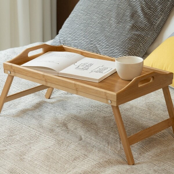 접이식 원목 테이블 책상 침대 트레이 자취방 수납 카페 찻집 다과 인테리어 소품 쟁반
