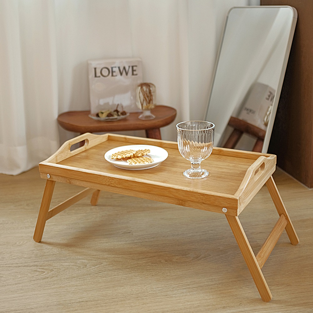 접이식 원목 테이블 책상 침대 트레이 자취방 수납 카페 찻집 다과 인테리어 소품 쟁반