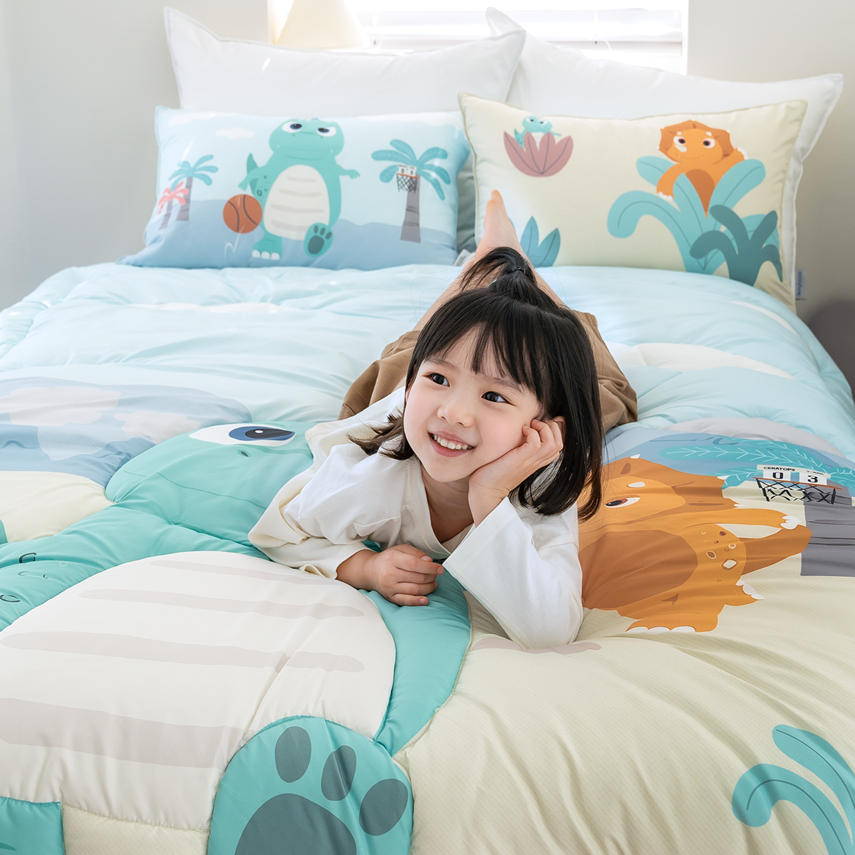 키덜트 취향저격 먼지없는 간절기 알러지케어 차렵이불 베개세트 맥스덩크 (공룡), S.SS(싱글.슈퍼싱글겸용)