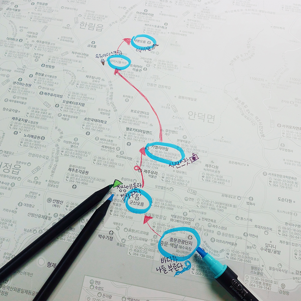 제주도지도 세트- 우리나라 제주 여행지도 방수 관광 이미지 4