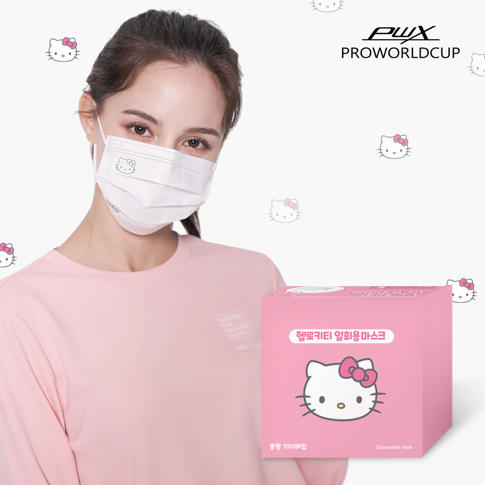 [PWX]헬로키티 화이트 중형마스크Q 100매 제품 이미지