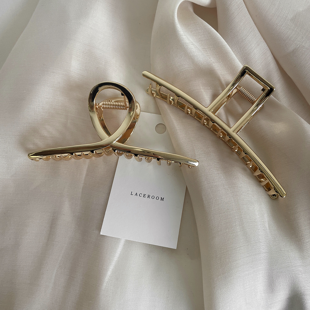 레이스룸 꼬임 헤어 반묶음 집게 핀 올림 머리 메탈 국산