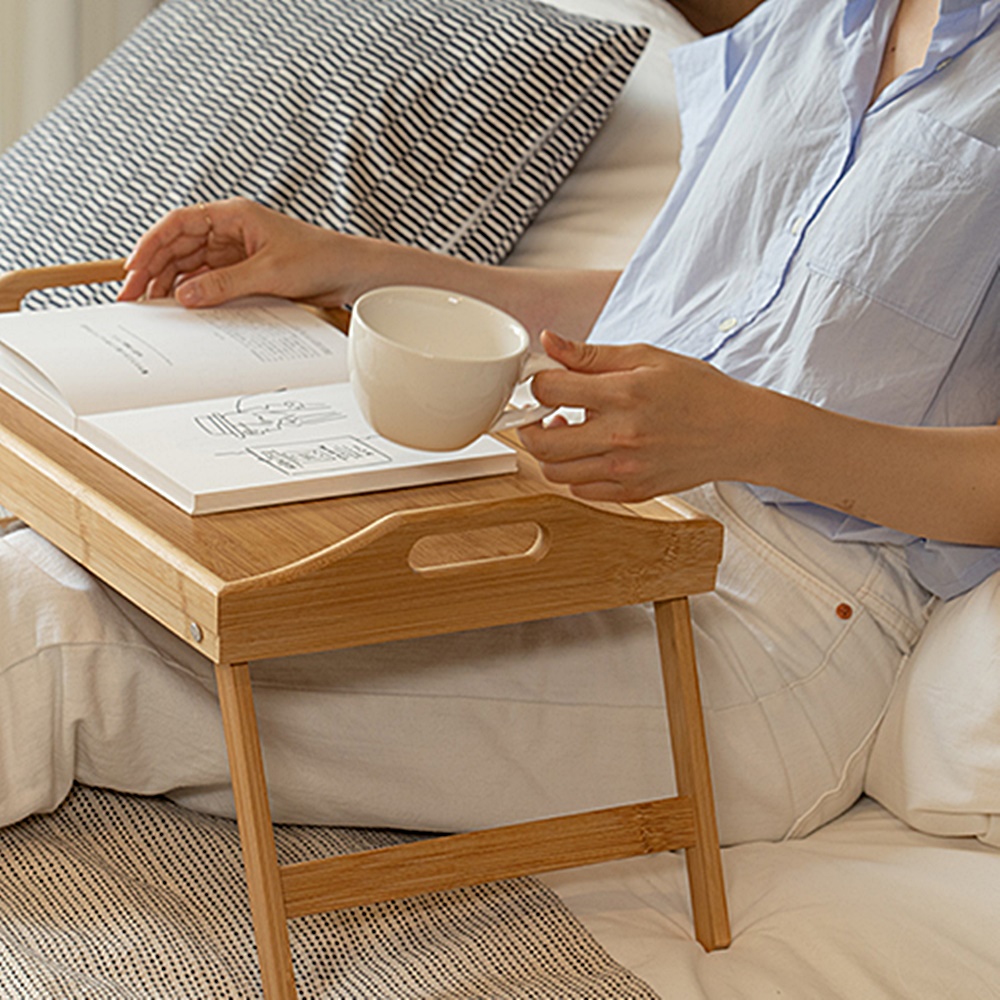 접이식 원목 테이블 책상 침대 트레이 자취방 수납 카페 찻집 다과 인테리어 소품 쟁반