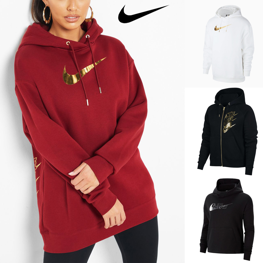 [국내] 나이키 여성 후드티 NSW 샤인 스우시 백 푸츄라 오버핏 플리스 후드 데일리룩