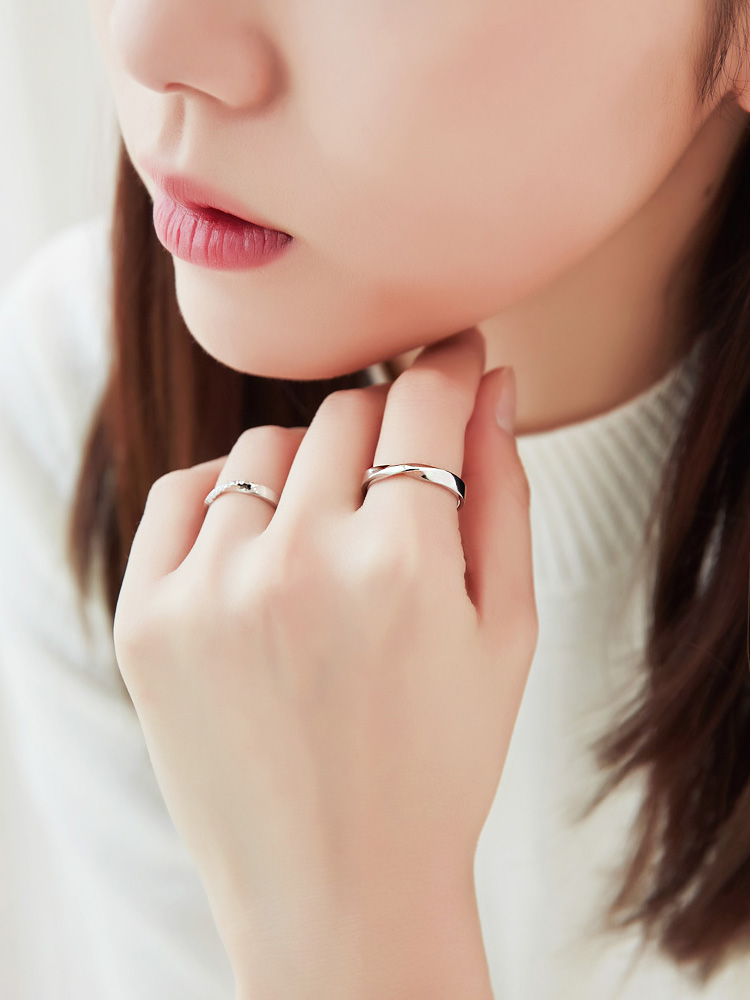 인피니티 큐빅 라인 실버 각인 대학생 은 20대 커플링 이미지 6