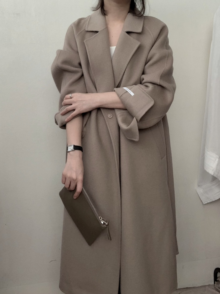 [아이메르/XS,S,F]울100 엘라 핸드메이드코트/ 키작녀 카멜코트 오버핏 빅사이즈 벨트 맥시 롱코트 상세 이미지 31