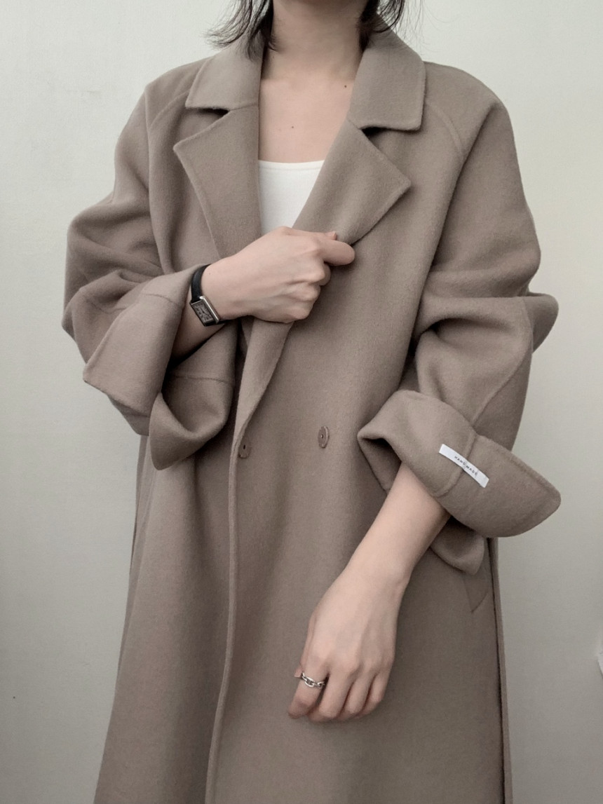 [아이메르/XS,S,F]울100 엘라 핸드메이드코트/ 키작녀 카멜코트 오버핏 빅사이즈 벨트 맥시 롱코트 상세 이미지 32