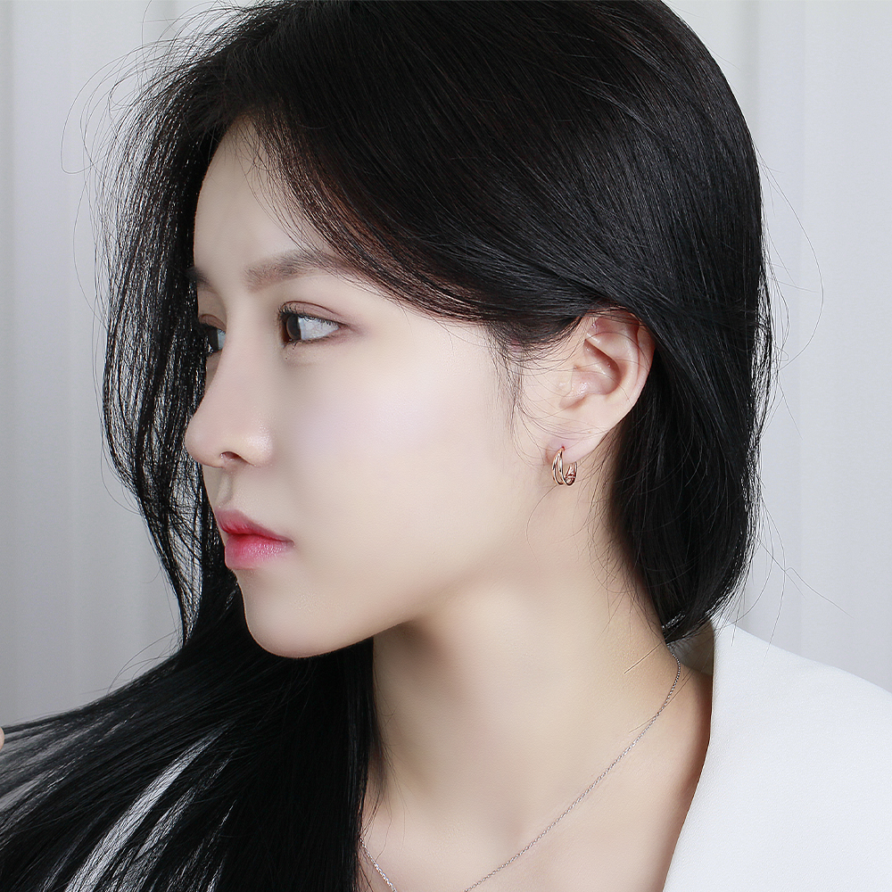 14K 심플 링 귀걸이 원터치 투링 여자 금귀걸이 생일 선물 친구 데일리이어링 18k 이미지 8