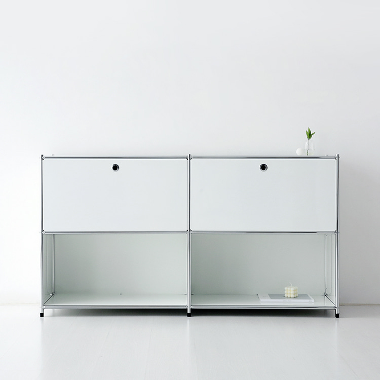 심플리 2x2 수납장 2문 BC017 1520mmx400mmx820mm, 2단, 퓨어화이트 8441.5247 - 상세 이미지 3