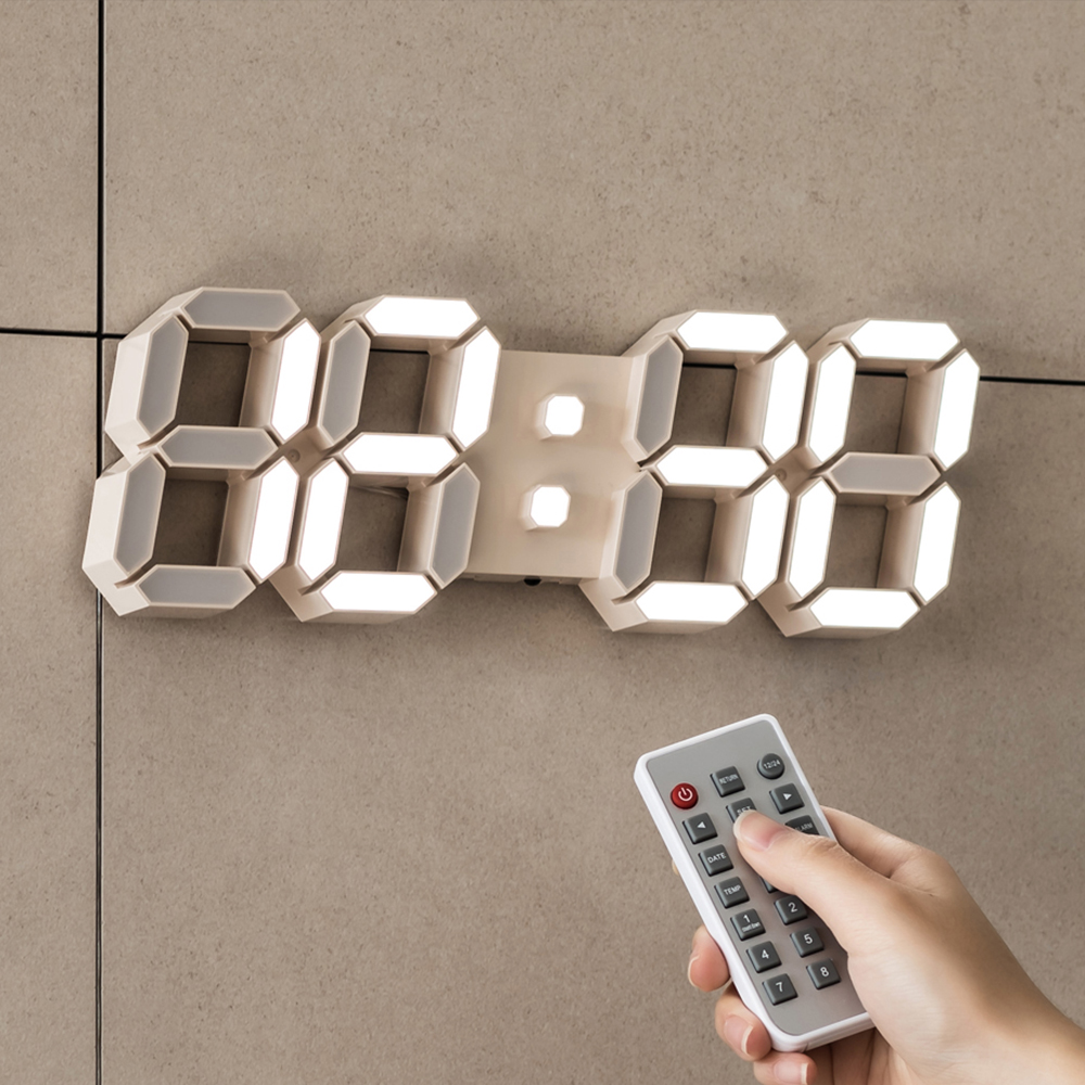 플라이토 인테리어 LED 탁상시계 디지털 전자 무소음 3D 알람 탁상벽시계 거실 집들이 개업