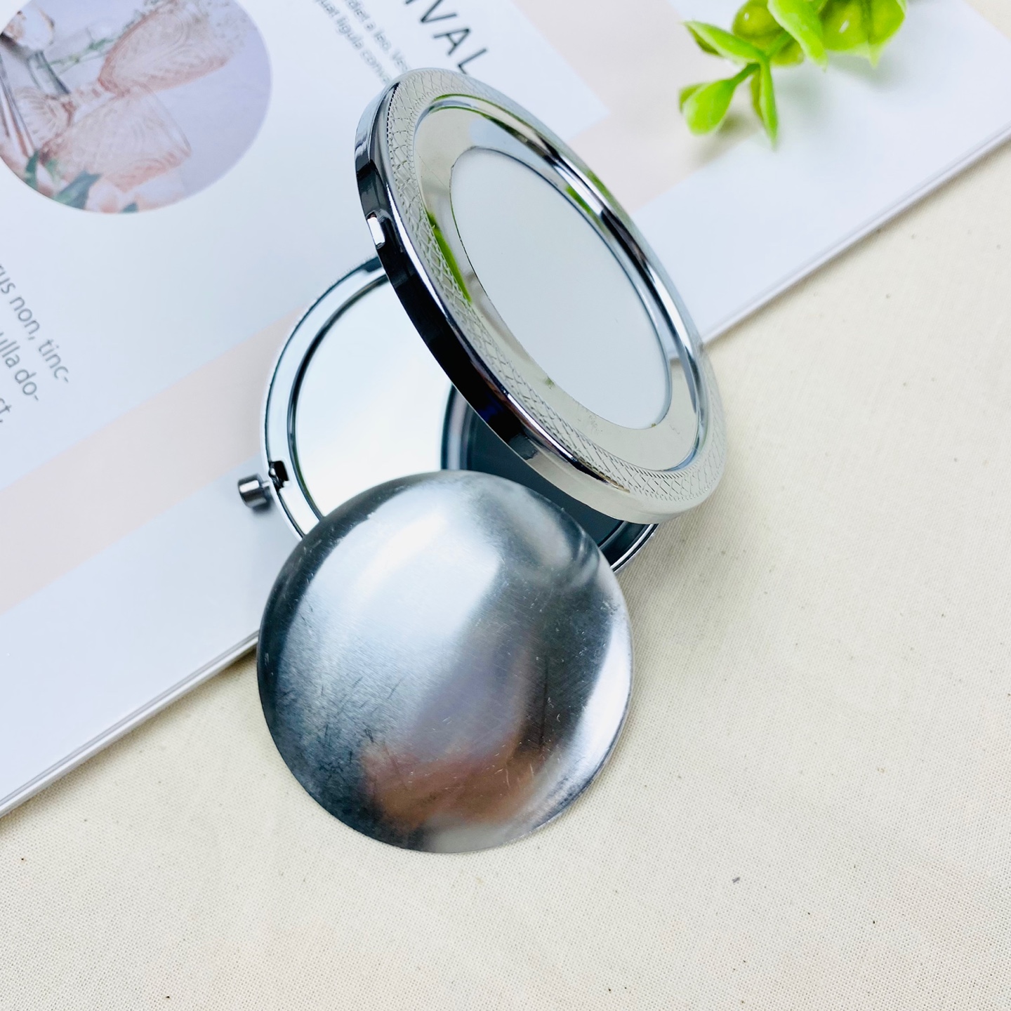 (1개) DIY 빗살무늬 청동거울 콤팩트거울 손거울 양면거울 - 상세 이미지 3