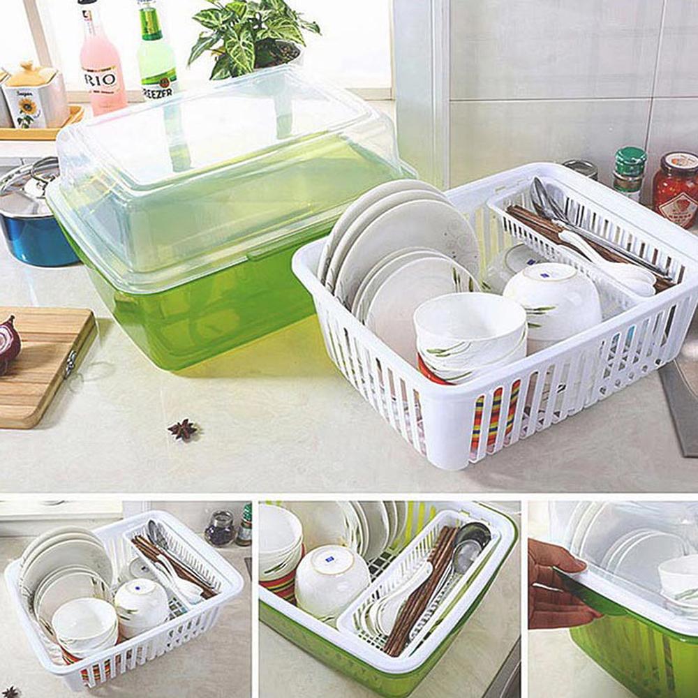 뚜껑있는 식기건조대 주방그릇건조대 컵보관함 대형