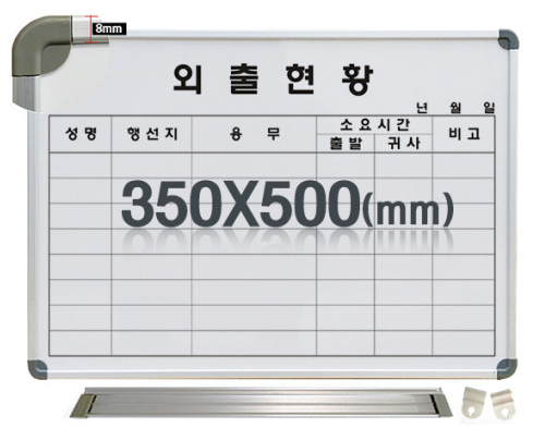 국산 출장 외출 현황표 행선표 60x90 사무실 현장 스케줄 칠판 벽걸이 화이트보드판 - 상세 이미지 3