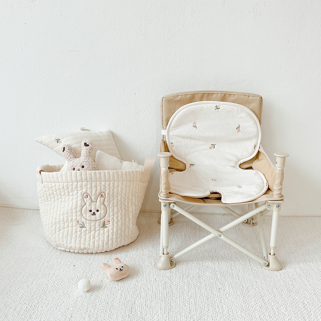 극세사 체어라이너 소프트 아기 부스터 의자 시트 아기소파 휴대용 달콤튤립 아이보리