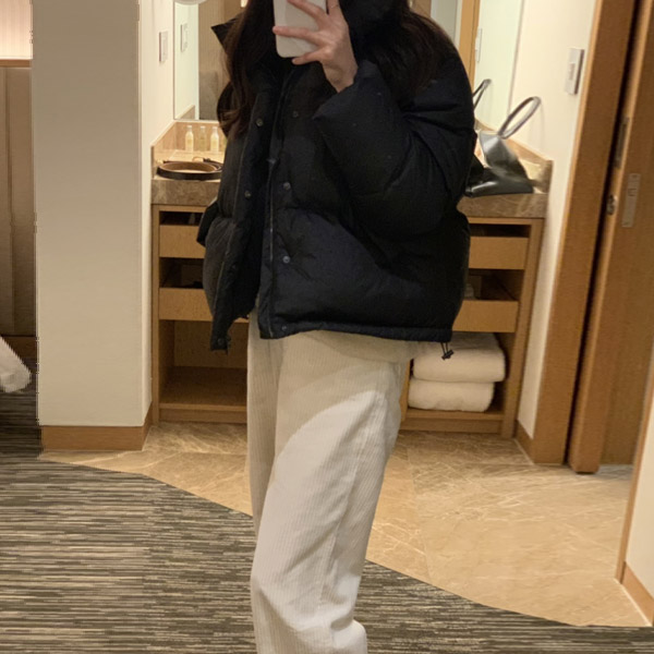 빈스 패딩 웰론 크롭 숏 루즈핏 하이넥 스토퍼 숏 패딩 점퍼 - 상세 이미지 2