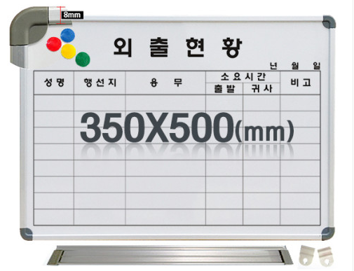 국산 출장 외출 현황표 행선표 60x90 사무실 현장 스케줄 칠판 벽걸이 화이트보드판 - 상세 이미지 5