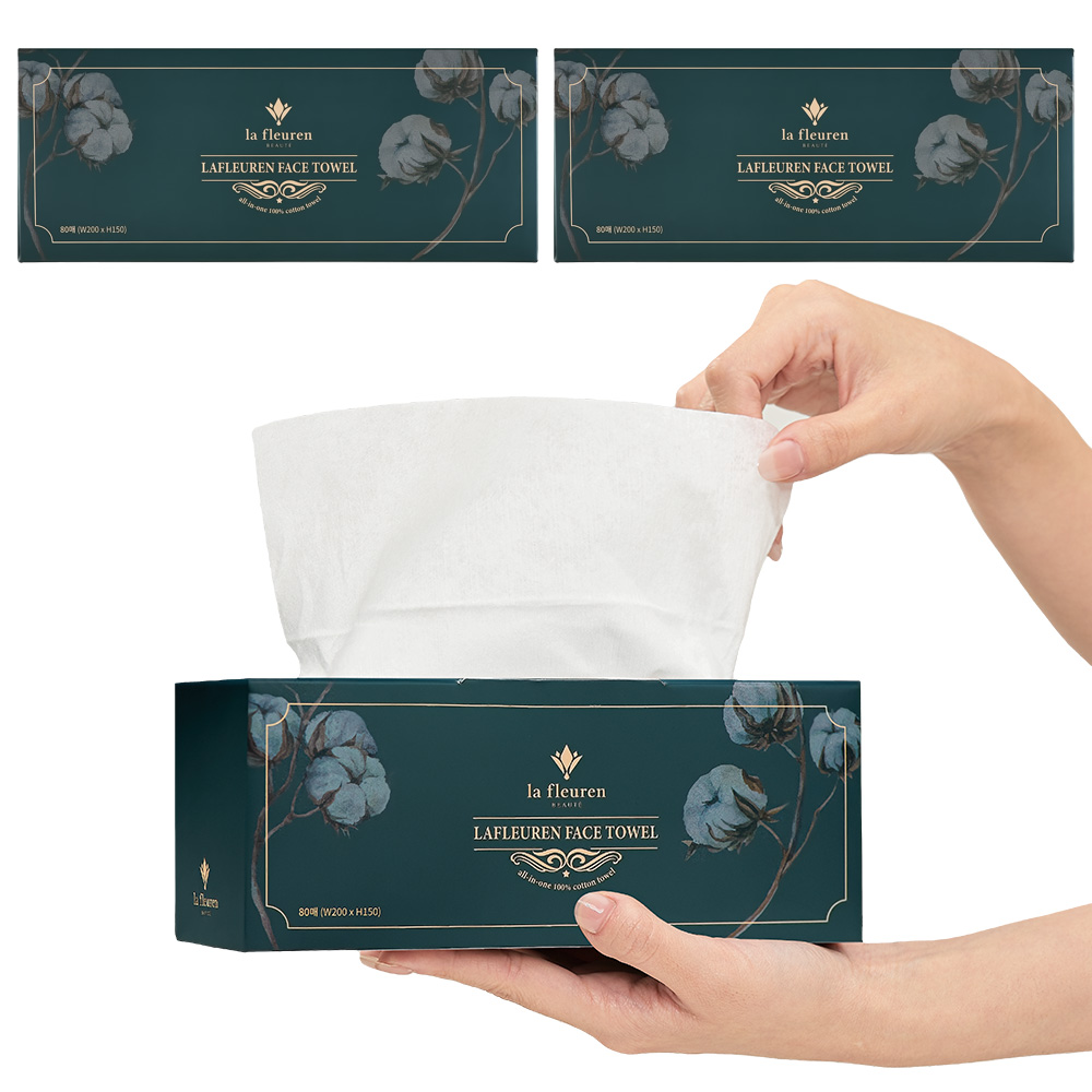 라프레앙 국산 순면 100% 수건대용 일회용 페이스타올 80매 얼굴 수건 대용 클렌징 세면 타올