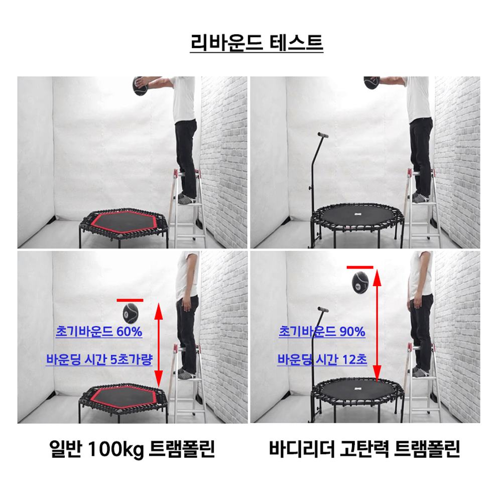 바디리더 접이식 점핑 트램폴린 팔각 실내 가정용 방방이 손잡이 - 상세 이미지 3
