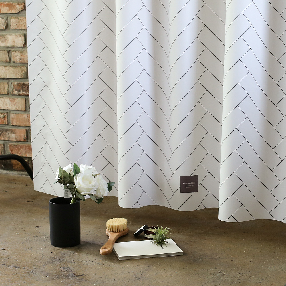 원세븐나인 헤링본 M 패브릭 샤워커튼 호텔 욕실 북유럽 방수 화장실 욕조 부스