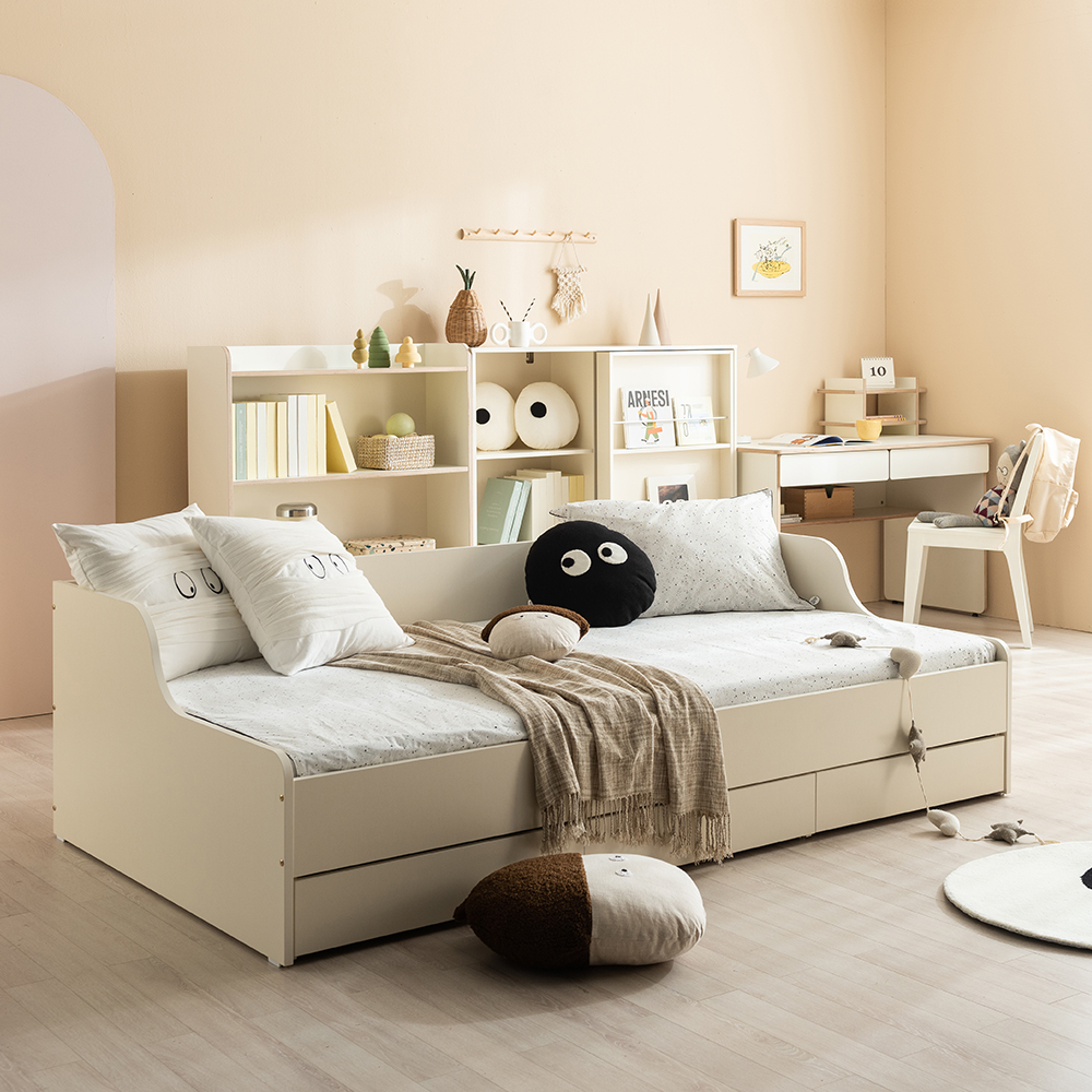 뉴수플레 서랍형 수납 어린이 침대 아이보리