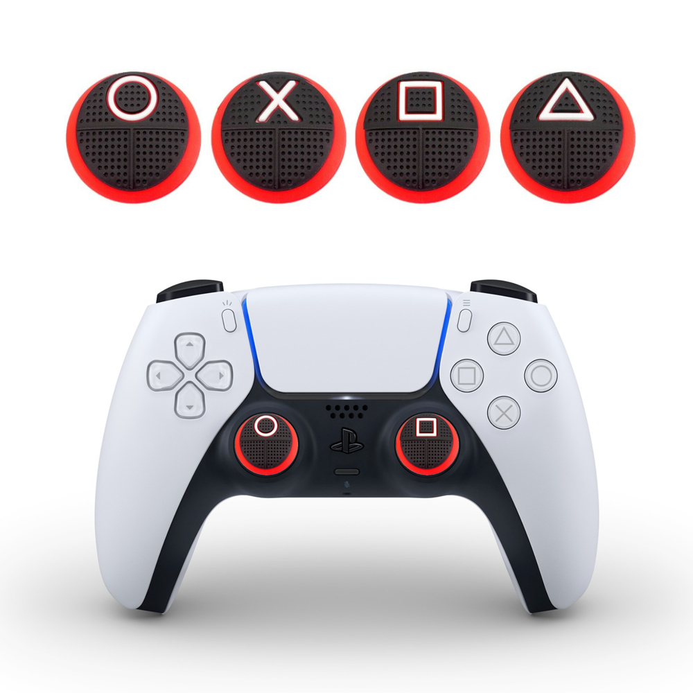 PS 4 5 듀얼 쇼크 센스 엑스박스 4세대 패드 컨트롤러 오징어게임 병정 스틱 커버 캡 - 상품 이미지