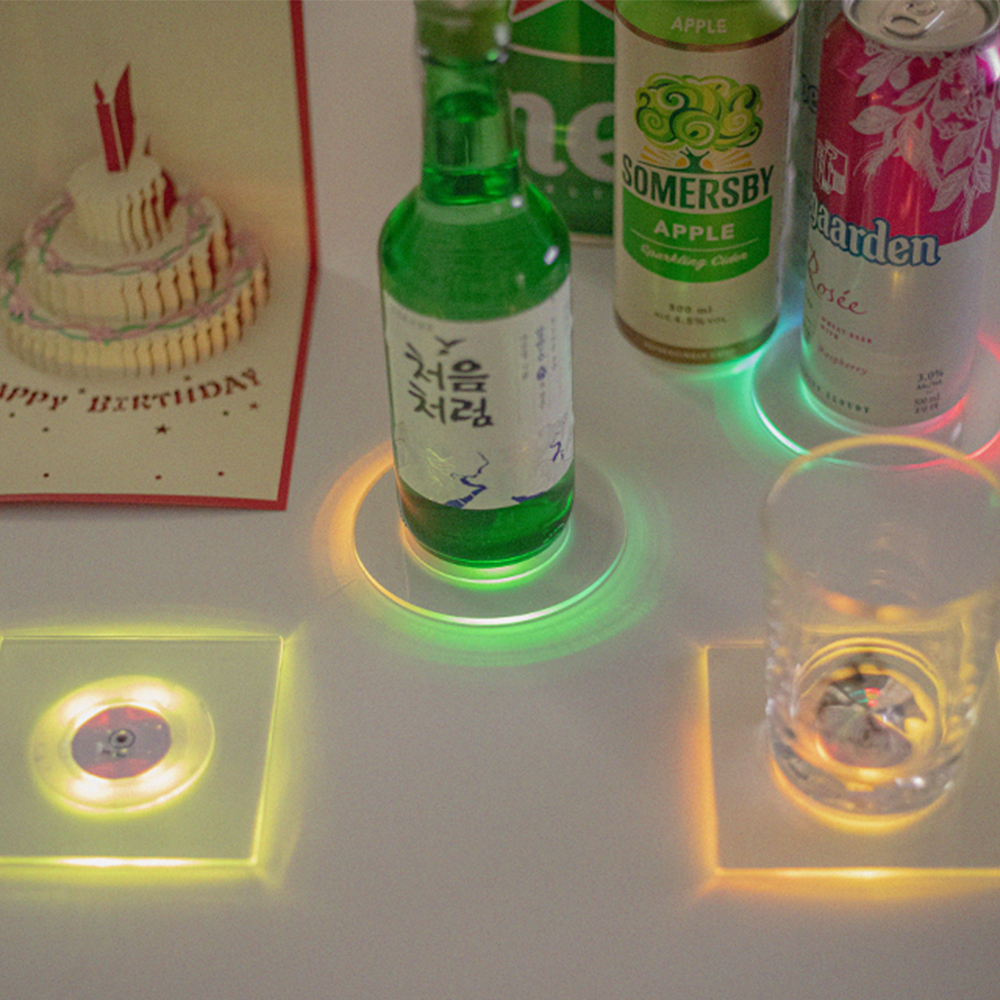 아크릴 LED 코스터 원형 티코스터 - 상품 이미지
