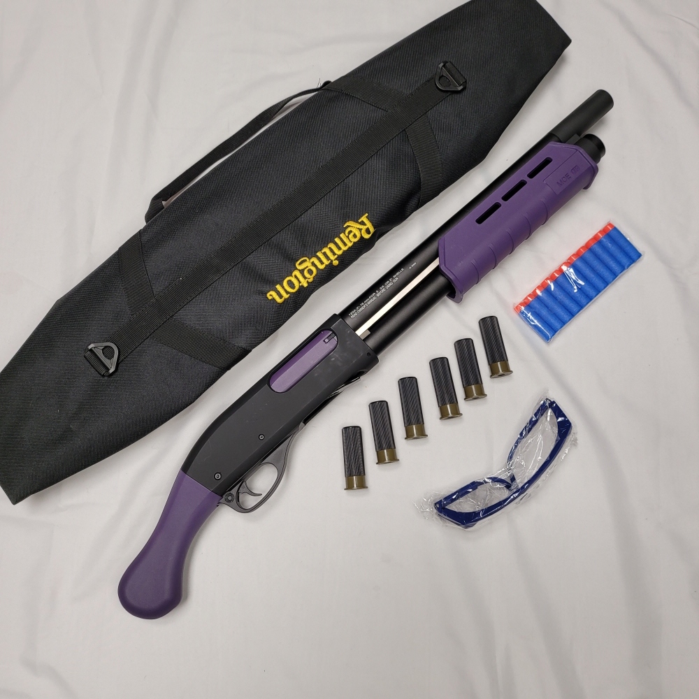 LDT 레밍턴 M870 탄피배출 너프건 샷건 산탄총 펌프액션 소드오프 tac14 퍼플 - 상품 이미지