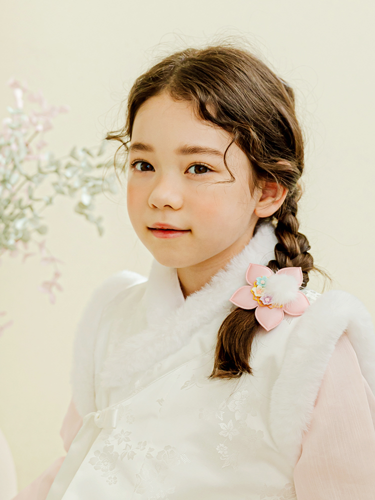 밍크 꽃가람 한복 집게핀 유아헤어핀 - 상품 이미지