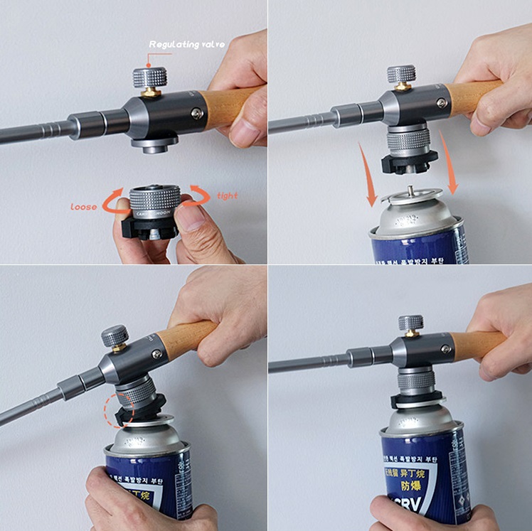 캠핑문 액출방지 3단 분리형 이소 부탄가스 멀티 롱토치