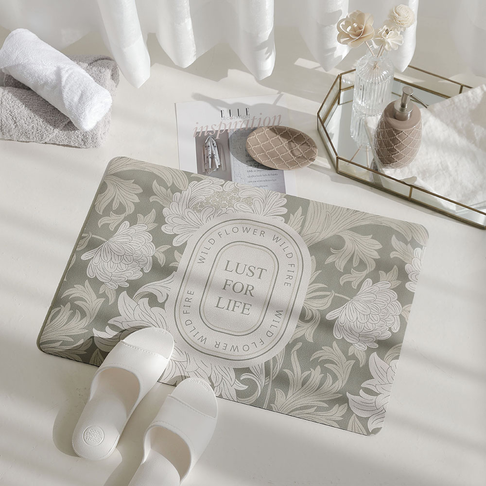 모카 북유럽 빈티지 규조토 욕실 화장실 주방 면 싱크대 반원형 타원형 매트 발매트 러그 40x60cm