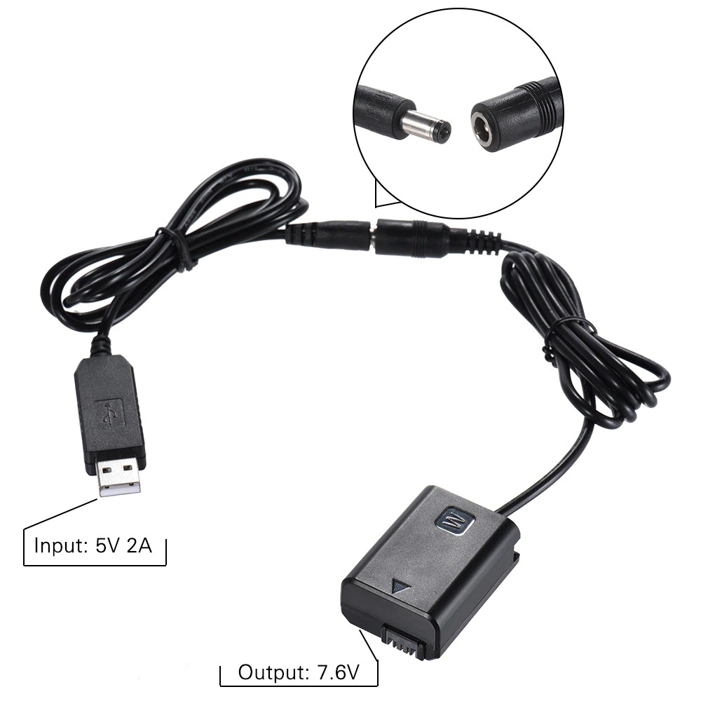 소니 미러리스 카메라 호환 무한 전원공급 NP-FW50 더미 배터리 USB 전원 - 상세 이미지 5