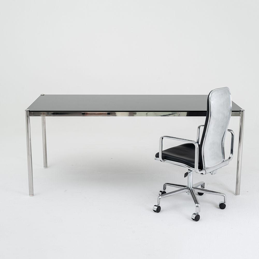 [강화유리] CH9  BLACK 블랙유리 6인 8인 유리테이블 크롬다리 스테인리스다리 유에스엠 할러  USM Haller Table