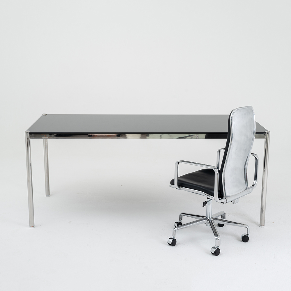 [강화유리] CH9  BLACK 블랙유리 6인 8인 유리테이블 크롬다리 스테인리스다리 유에스엠 할러  USM Haller Table