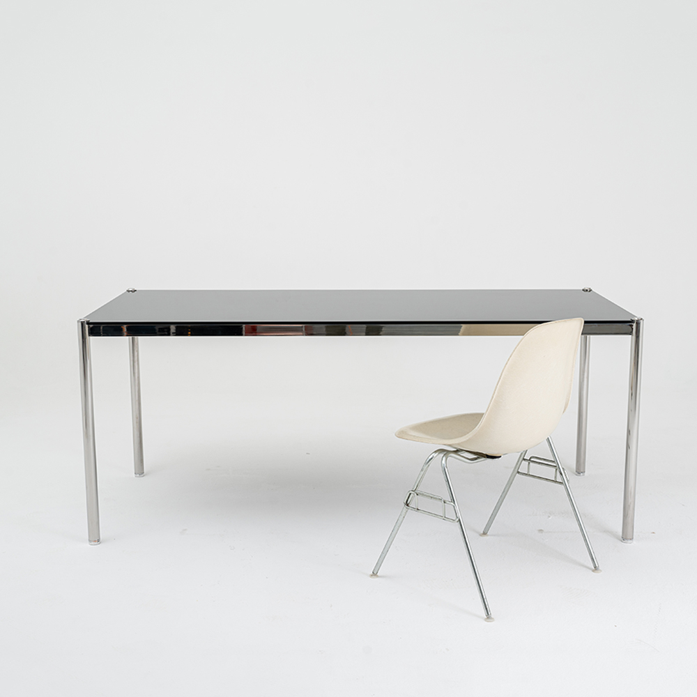 [강화유리] CH9  BLACK 블랙유리 6인 8인 유리테이블 크롬다리 스테인리스다리 유에스엠 할러  USM Haller Table