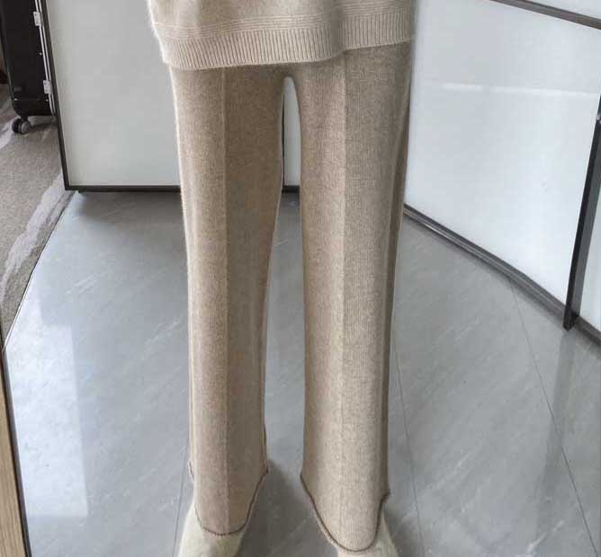 트렌디 핏완벽 허리밴딩 니트 팬츠 기모 바지 제품 이미지