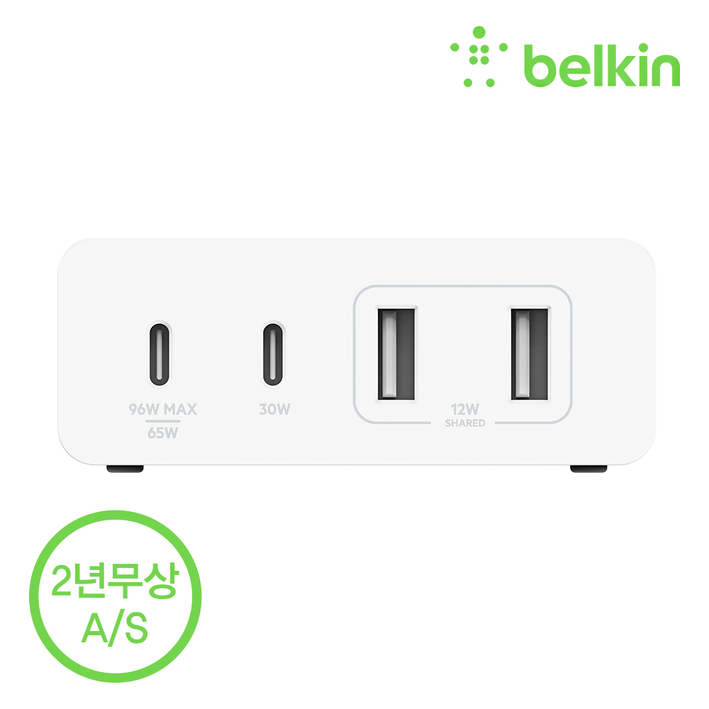 벨킨 108W 멀티 4포트 USB-C PD GaN 고속 충전기 WCH010kr 아이폰17 16 갤럭시 S25 S24 맥북 에어 아이패드 프로 M4 노트북 충전 대표 이미지