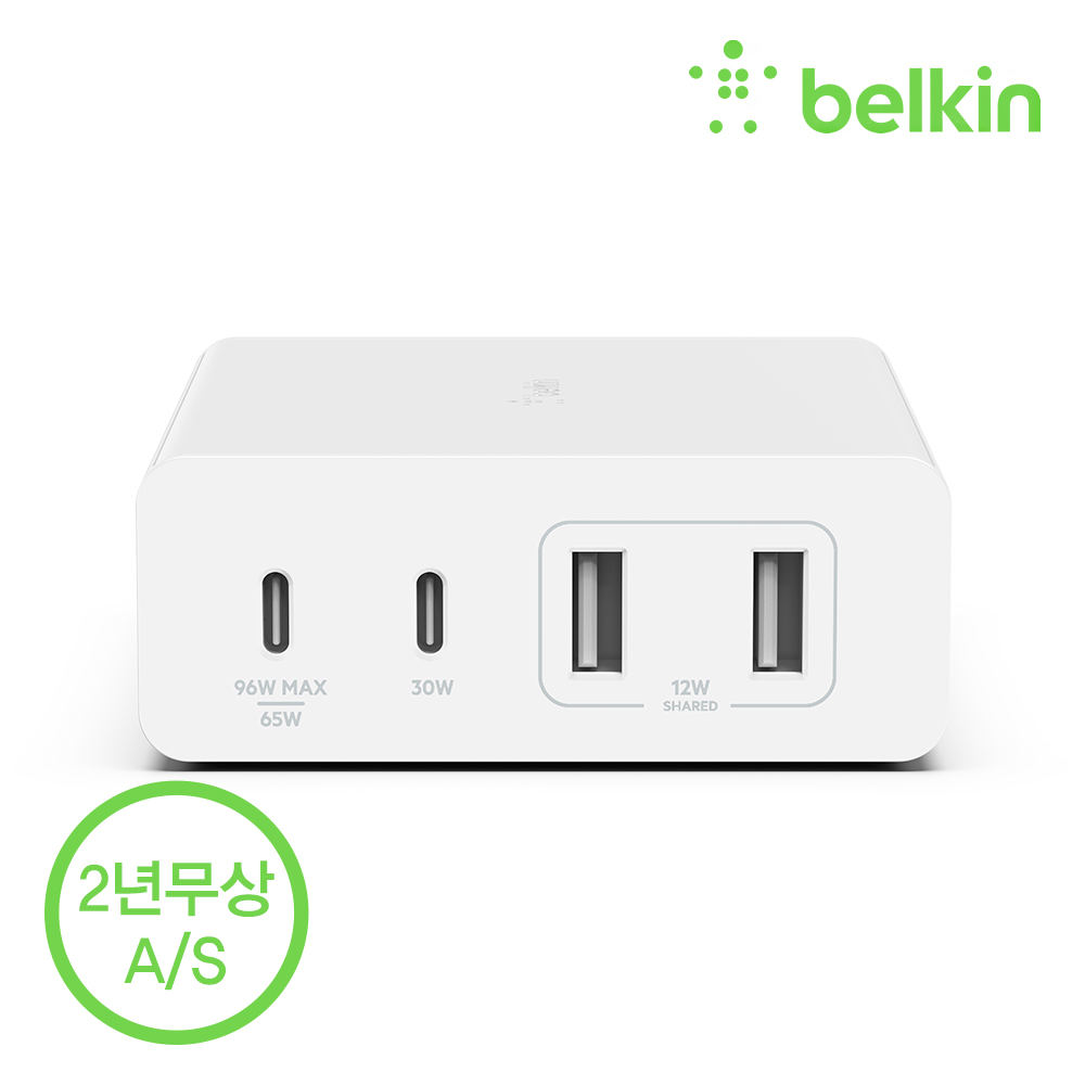 벨킨 108W 멀티 4포트 USB-C PD GaN 고속 충전기 WCH010kr 아이폰17 16 갤럭시 S25 S24 맥북 에어 아이패드 프로 M4 노트북 충전 상세 이미지 5