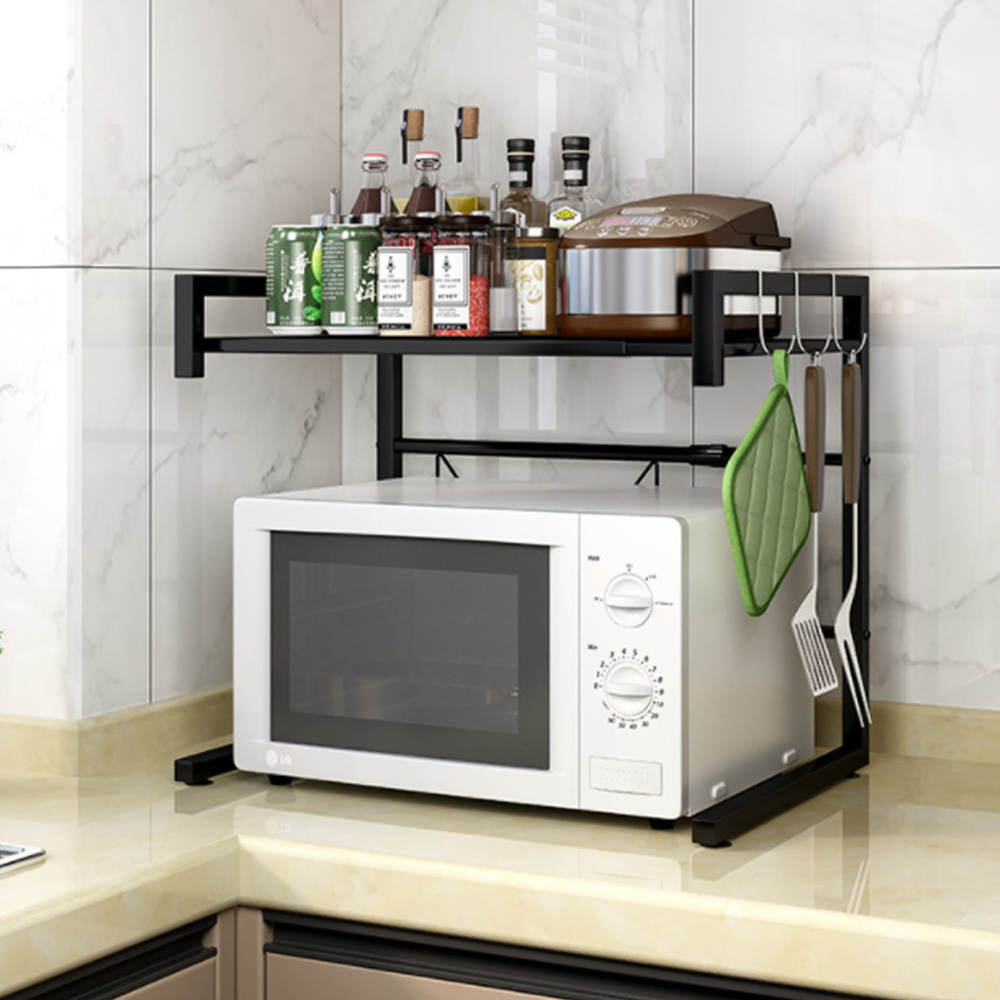 우건 길이조절 가능한 렌지대 선반 오븐 에어프라이기 랙 수납장 전자렌지대
