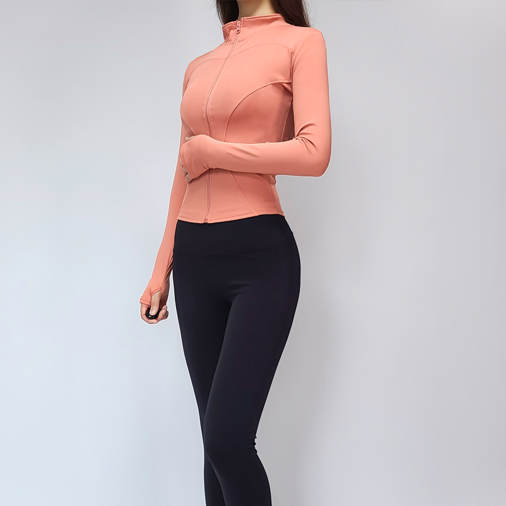 아나웨어 요가크롭자켓 필라테스집업 핑거홀 긴팔 커버업 가디건 반하이넥 탑 크롭티 - 상세 이미지 4