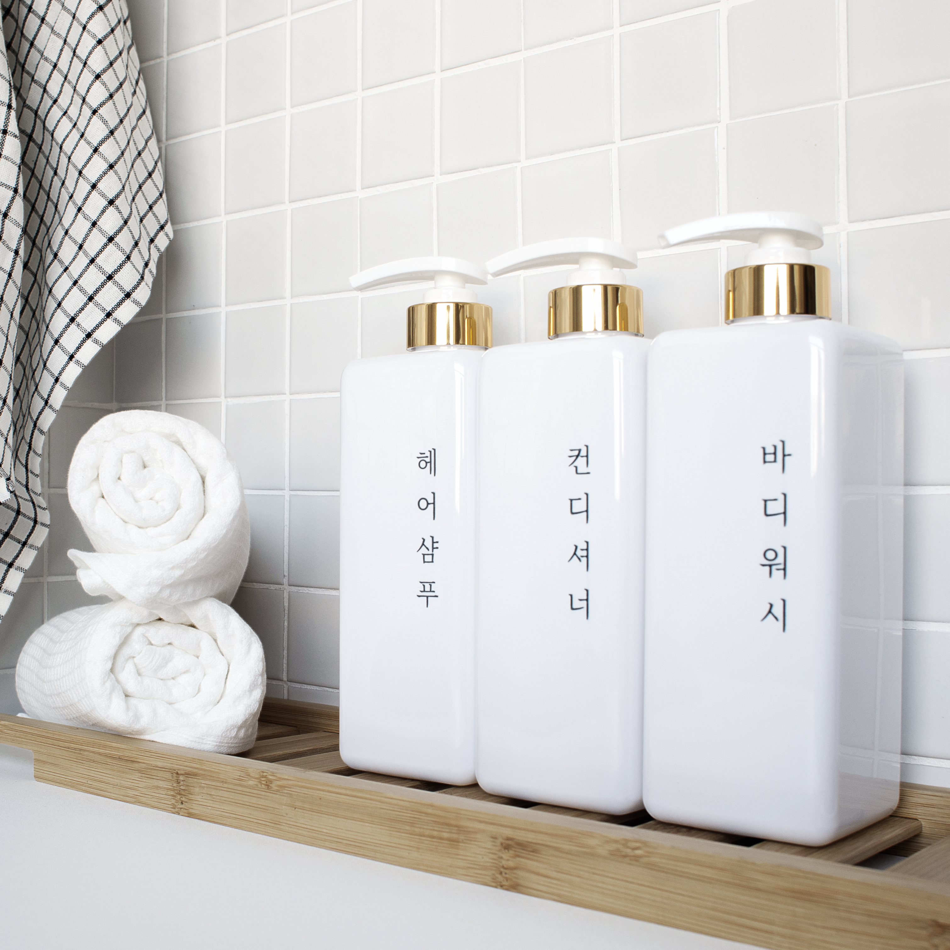 홈스토킹 욕실 샴푸 디스펜서 샴푸통 호텔 보틀 물비누 용기 세로글 800ml - 상세 이미지 2