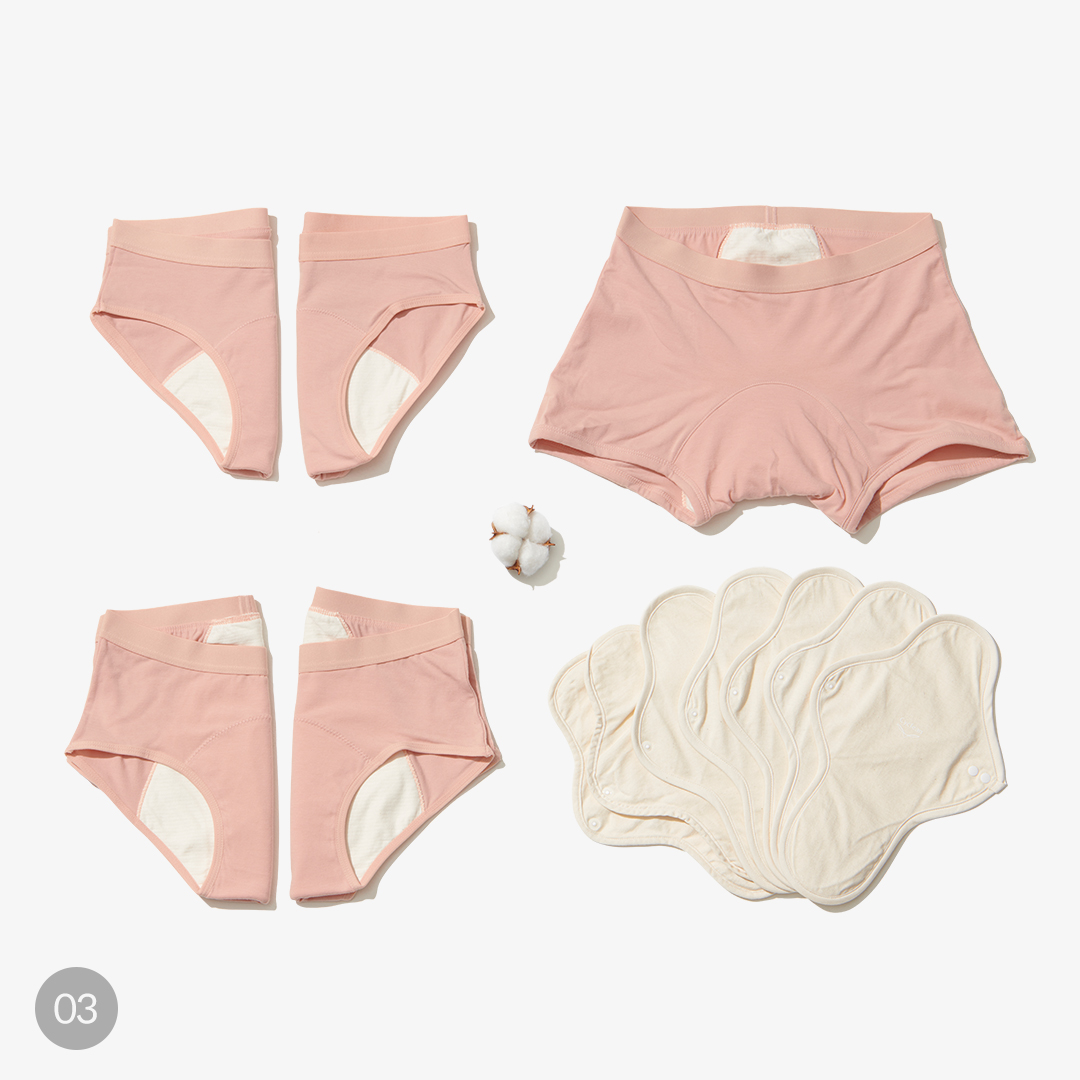 [SET]싸이클린 생리팬티 오가닉속옷 팬티생리대 입는오버나이트 식약처허가 초등 초경선물 - 상세 이미지 4