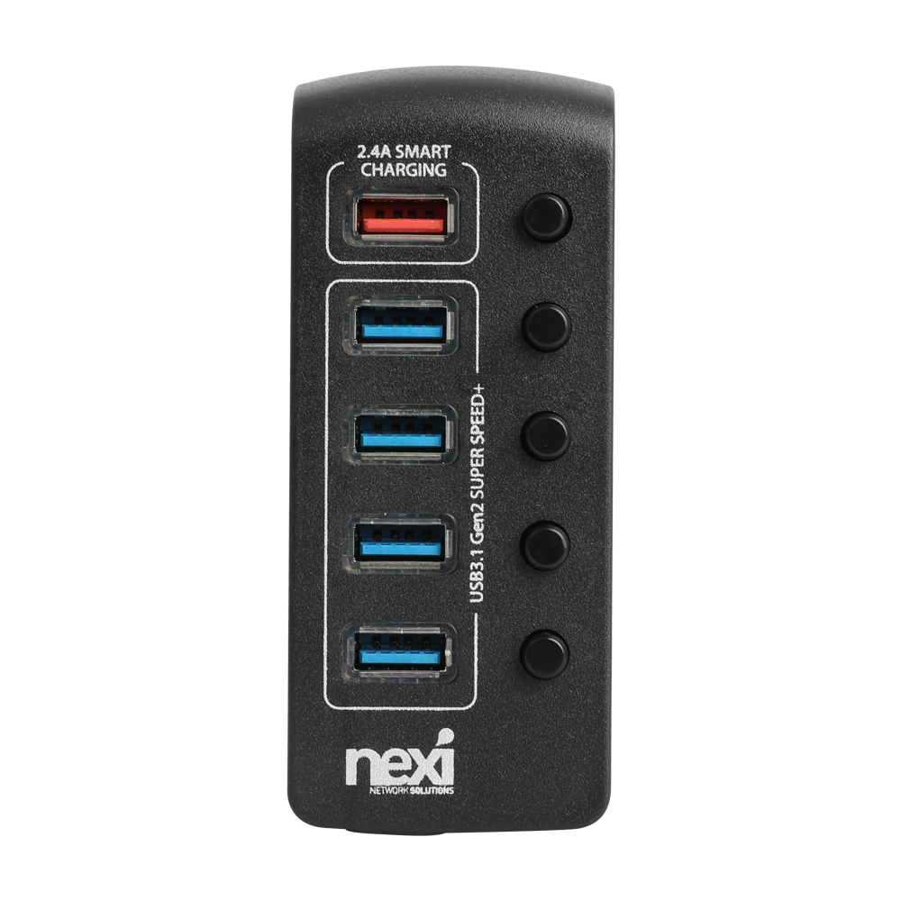 넥시 USB허브 유전원 C타입 USB3.1 5포트 개별스위치 NX1233 - 상품 이미지