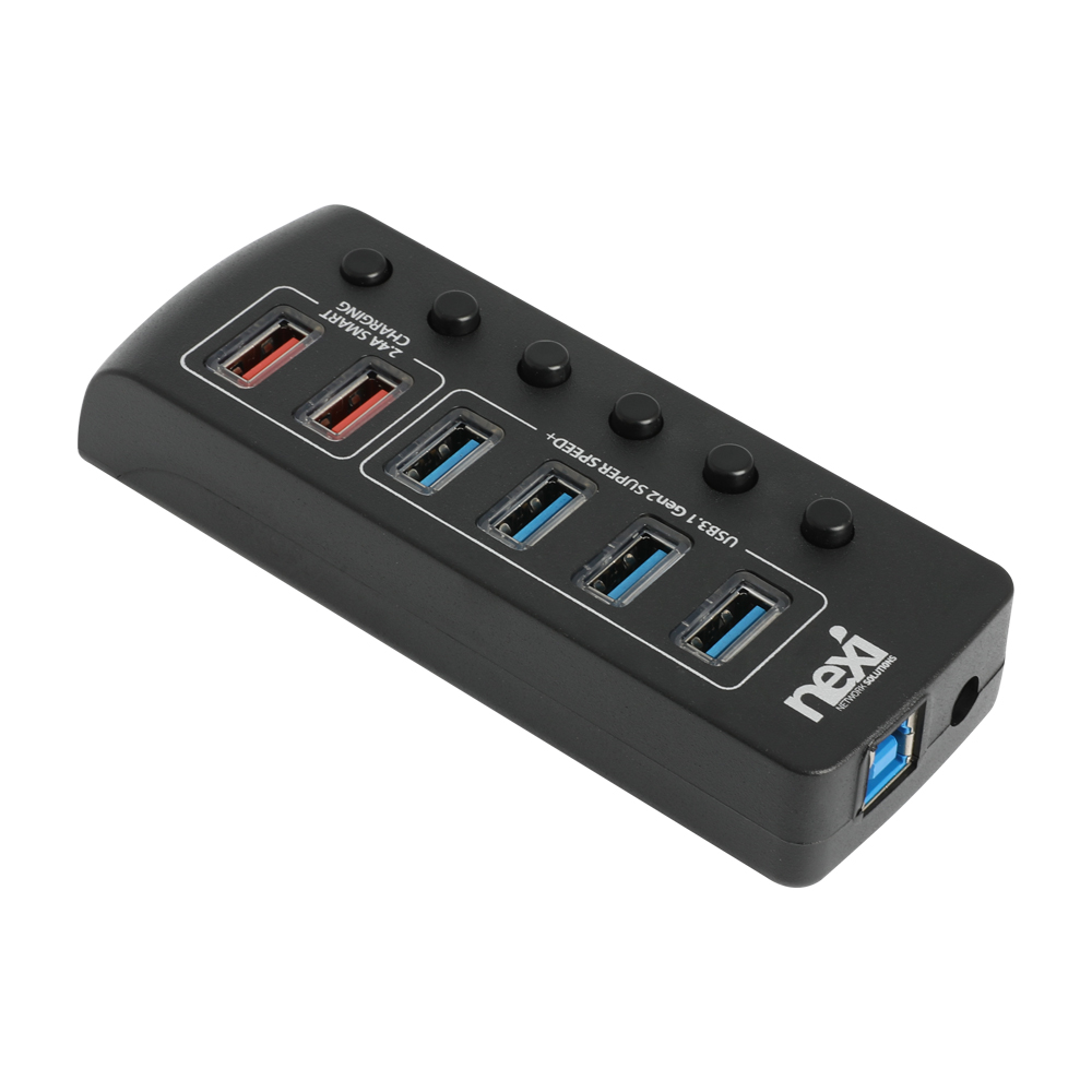 넥시 USB허브 유전원 C타입 USB3.1 6포트 개별스위치 NX1234 - 상세 이미지 2