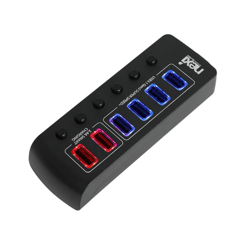 넥시 USB허브 유전원 C타입 USB3.1 6포트 개별스위치 NX1234 - 상세 이미지 3