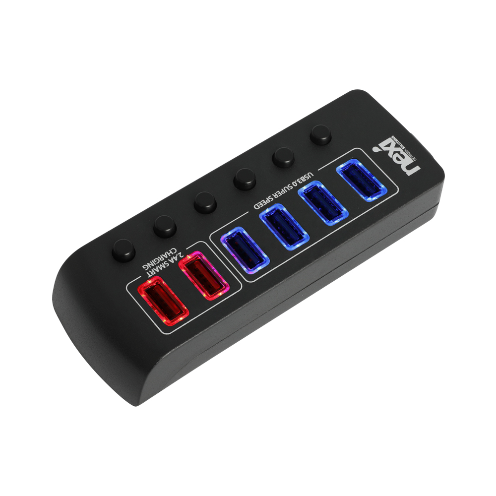 넥시 USB허브 유전원 USB3.0 6포트 개별스위치 NX1232 - 상세 이미지 3