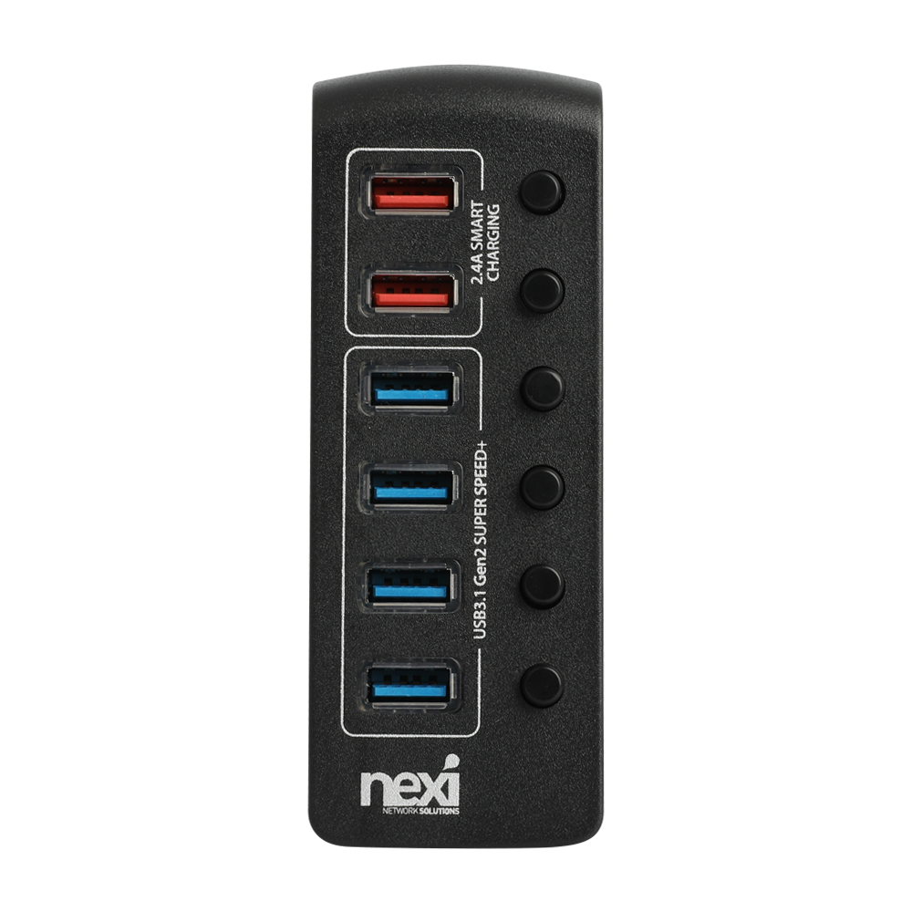 넥시 USB허브 유전원 C타입 USB3.1 6포트 개별스위치 NX1234 - 상품 이미지