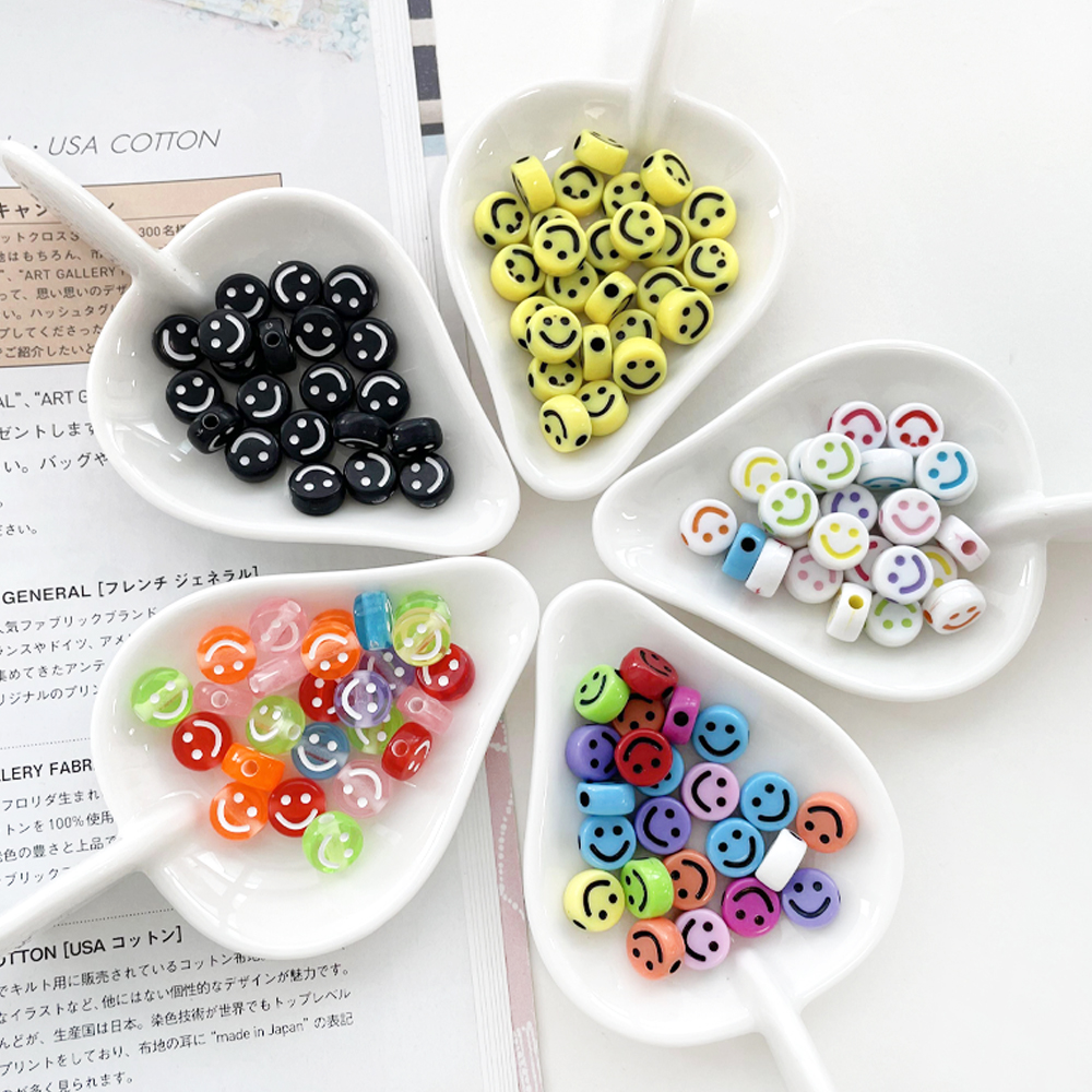 10mm 납작 미니스마일 아크릴 펜던트 참장식(10g)